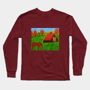 Horse By The Barn Long Sleeve T-Shirt